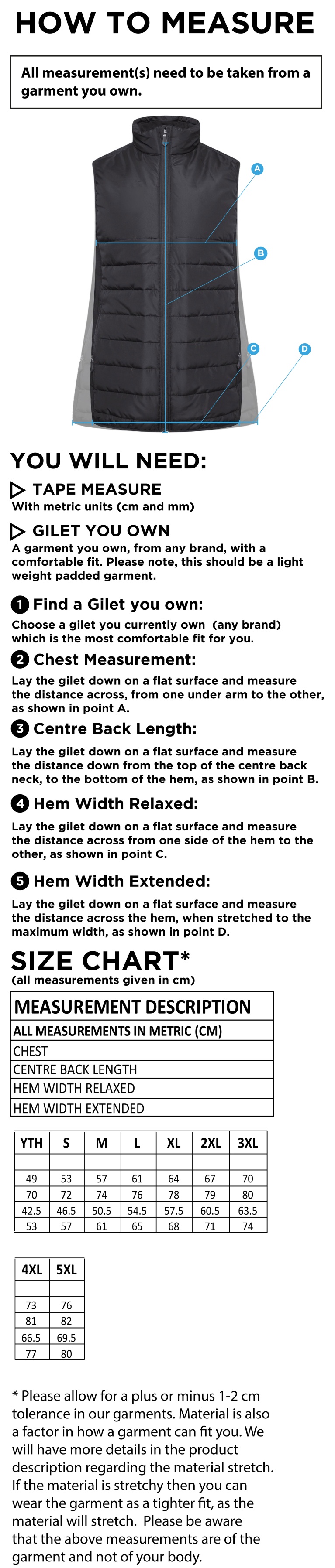Laund Hill AFC - Active Gilet - Unisex Fit - Size Guide