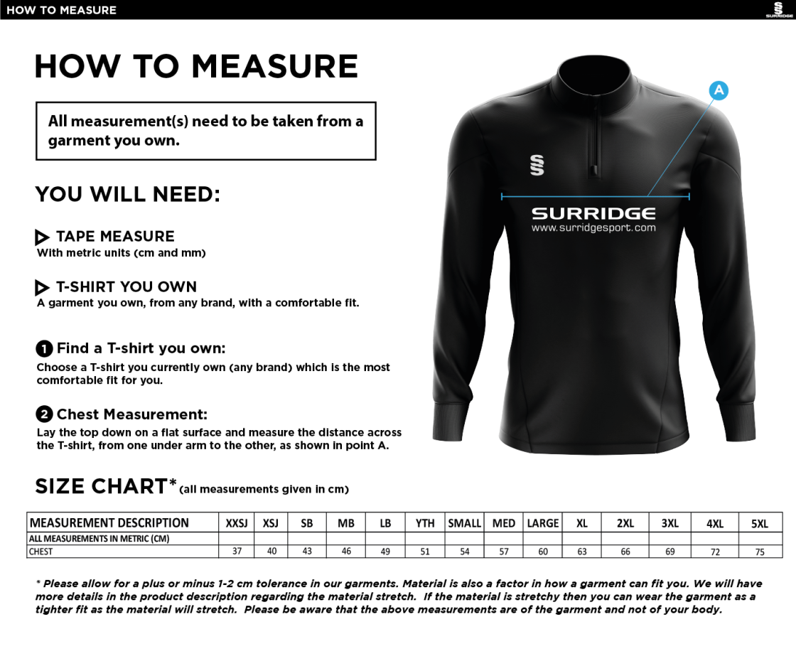 Laund Hill AFC - Blade Performance Top - Size Guide