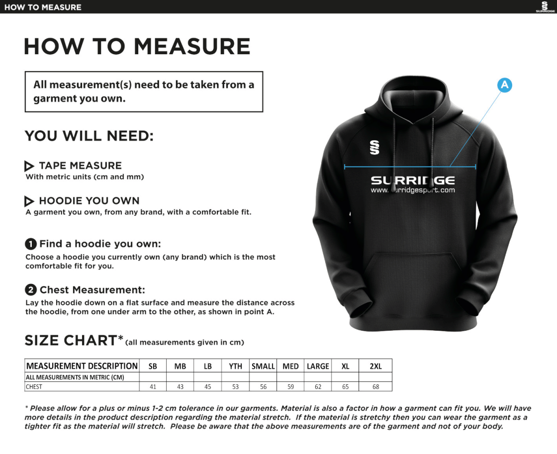 Laund Hill AFC - Blade Hoody - Size Guide