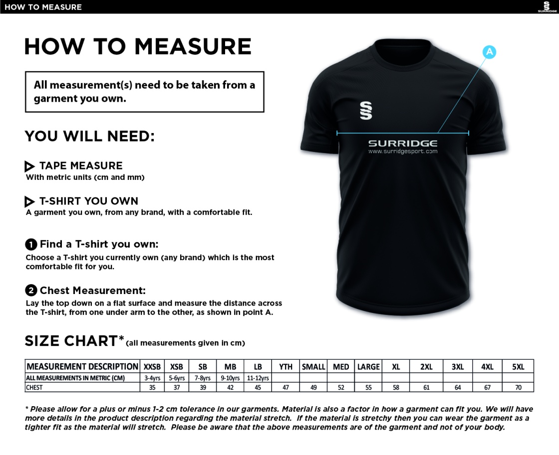 Laund Hill AFC - Blade Polo - Size Guide