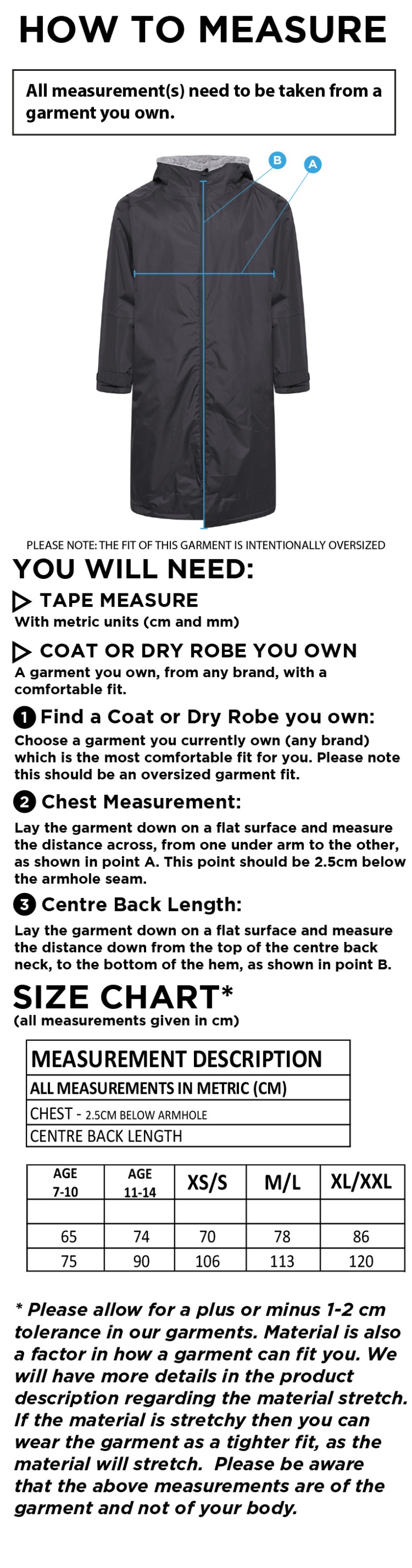 Laund Hill AFC - Active Thermal Fleece Robe - Unisex Fit - Size Guide