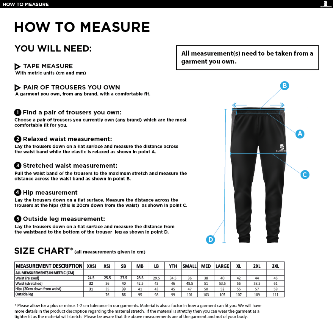 Laund Hill AFC - Tek Slim Pant - Unisex Fit - Size Guide