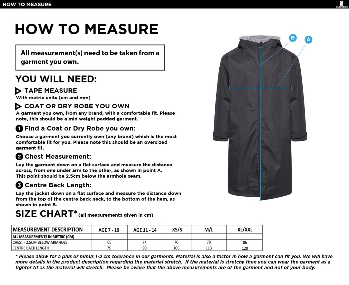 Laund Hill AFC - Active Thermal Fleece Robe - Unisex Fit - Size Guide